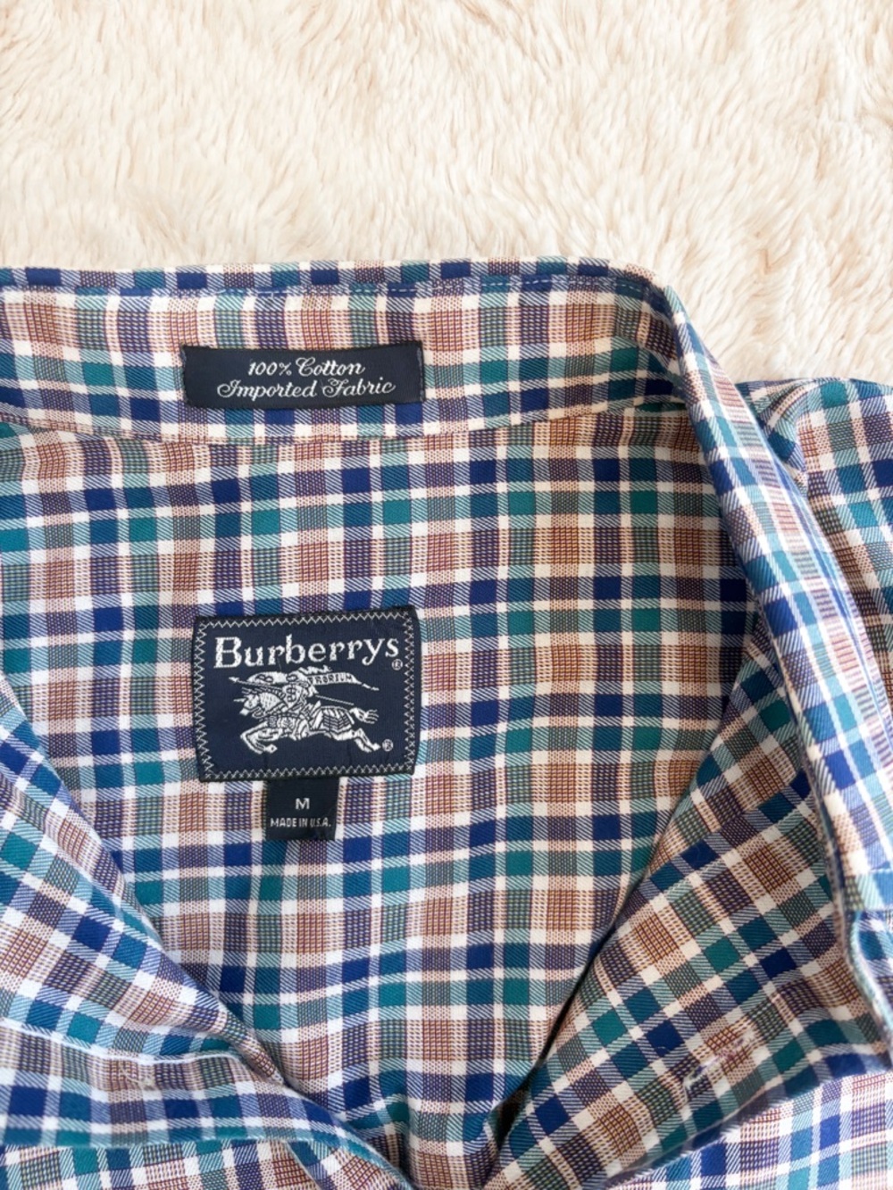 Vintage Burberrys Plaid Button Down Shirt Men’s Medium Preppy - Picture 4 of 4